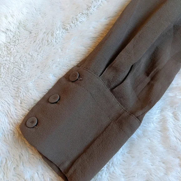 BCBGMAXAZRIA Brown Silk Sheer Chiffon Blouse - Picture 6 of 7